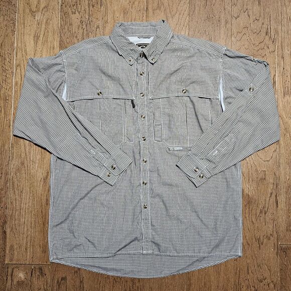 Drake Waterfowl Shirt Men's Large Check Button Down Vented Pockets Fishing - Picture 1 of 9